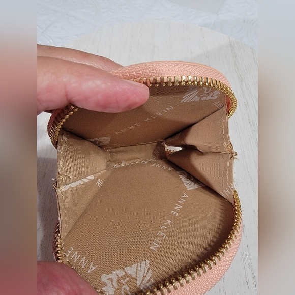 Anne Klein Peach Monogram Round Change Coin Purse Pouch - Picture 8 of 8